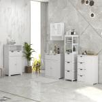 Kleanklin Armário de Casa de Banho com 2 Portas Prateleira Ajustável 2 Gavetas e Compartimento Aberto Móvel Auxiliar de Armazenamento para Sala de Estar Cozinha 60x30x108,8cm Branco