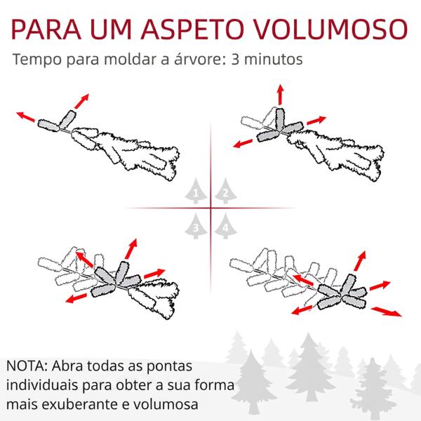 Árvore de Natal de Mesa 60 cm com 20 Luzes LED 141 Ramos 5 Pinhas 5 Cachos de Bagas Vermelhas e Suporte de Metal Verde