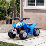 Quadriciclo Elétrico HONDA para Crianças de 18 - 36 Meses Quadriciclo Elétrico Infantil a Bateria 6V com Faróis LED Buzina Velocidade de 2,8km/h e Avance 65,5x35,5x43,5cm Azul