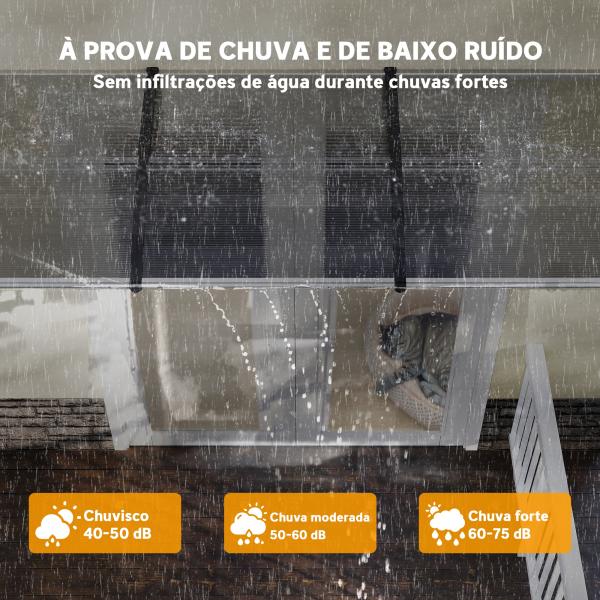 Marquise de Proteção 303x96 cm Marquise Exterior para Portas e Janelas com Suporte Liga de Alumínio Policarbonato Transparente