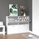 Sapateira Moderna com 4 Gavetas Abatíveis e Prateleiras Ajustáveis para 16 - 24 Pares de Sapatos 120x24x81 cm Branco