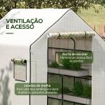 Cobertura de Substituição para Estufa 140x143x190 cm com Janela Porta Anti - UV Proteção de Plantas para Jardim Branco