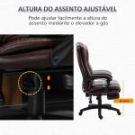 Cadeira de Escritório e Giratória Cadeira de Escritório com Altura Ajustável 6 Pontos de Massagem Controle Remoto e Apoio para os Pés Retrátil 68,5x68,5x119 - 127cm Marrom
