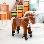 Cavalo para Crianças acima de 36 Meses com Rodas Sons de Relincho e Pedais Carga 60 kg 55x23x60 cm Marrom