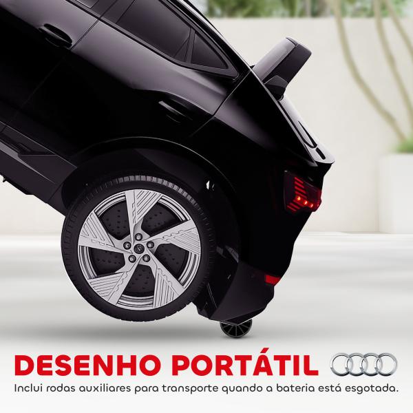 Carro Elétrico Audi E - Tron 12V com Faróis Buzina Música MP3 TF USB e Abertura da Porta 3 - 8km/h 108x60x47 cm Preto