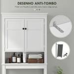 Móvel sobre Sanita Armário para Máquina de Lavar Roupa com 2 Portas Compartimento e Prateleira Ajustável 70x20x175 cm Branco