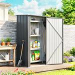 Abrigo de Jardim 1,34m² 161,5x94,5x196 cm Abrigo de Exterior de Aço Galvanizado com Porta e Fechadura Preto