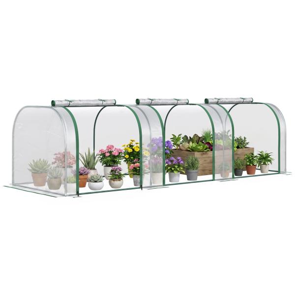 Estufa para Jardim Estufa Pequena para Cultivo de Plantas com 3 Janelas 295x100x80 cm 3 Transparente e Verde