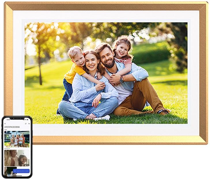 Moldura Digital 10.1 Frameo WiFi (Dourado) - ARZOPA