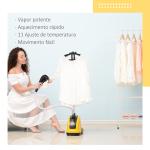 Ferro de Engomar a Vapor com Depósito de 1,4L e Temperatura Ajustável em 11 Níveis 26x21,5x146cm Amarelo e Preto