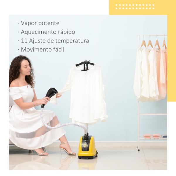 Ferro de Engomar a Vapor com Depósito de 1,4L e Temperatura Ajustável em 11 Níveis 26x21,5x146cm Amarelo e Preto