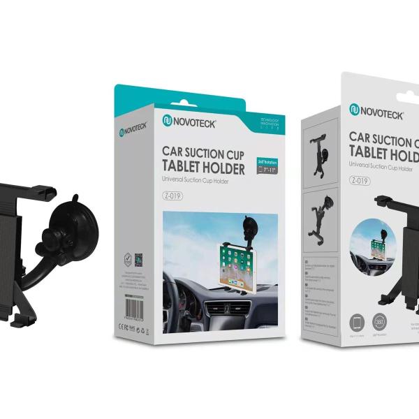 Suporte Universal de Tablet para Carro Z-019 com Ventosa – Rotação 360º, para 7''-11'', Fixação Segura