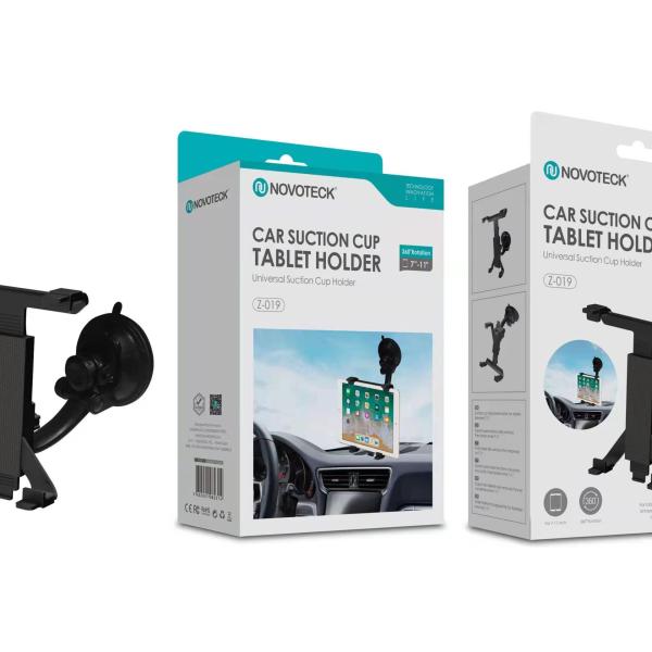 Suporte Universal de Tablet para Carro Z - 019 com Ventosa – Rotação 360º, para 7'' - 11'', Fixação Segura