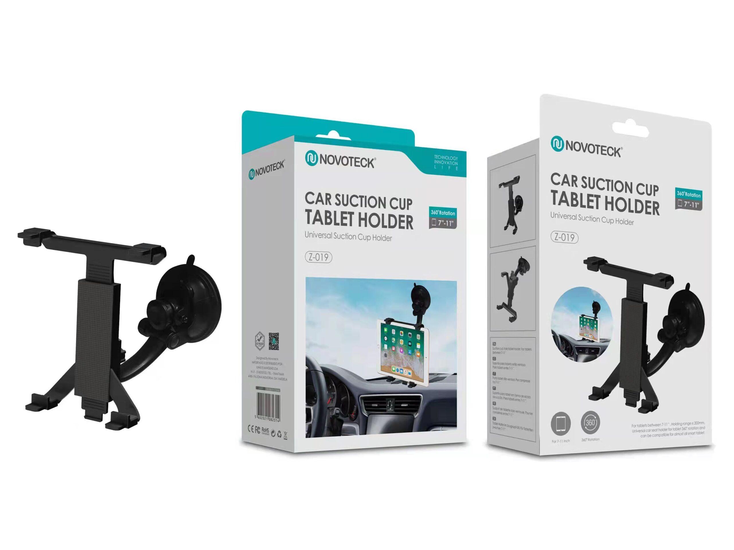 Suporte Universal de Tablet para Carro Z - 019 com Ventosa – Rotação 360º, para 7'' - 11'', Fixação Segura