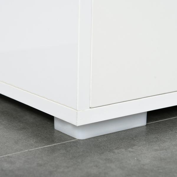 Aparador de Sala de Estar com 3 Portas 2 Gavetas e Prateleira Interior Ajustável Móvel Auxiliar de Armazenamento para Cozinha Dormitório Anti - Rolamento 117x36x74cm Branco