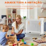 Aquecedor Elétrico 1000W/2000W Aquecedor de Mica com 2 Níveis de Potência e Termostato Regulável 79x27x54 cm Branco