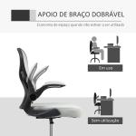 Cadeira de Escritório com Suporte Lombar Apoio para os Braços Dobrável e Altura Ajustável 59x65x102 - 122 cm Cinza