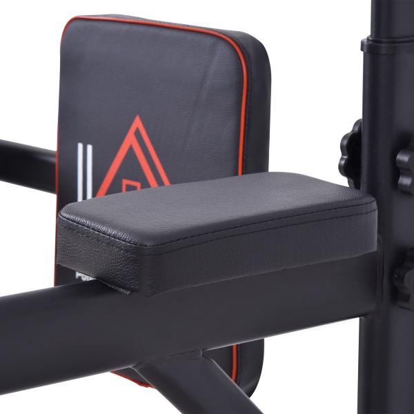 Torre de Exercícios Estação Multifuncional Altura Ajustável com 7 Orifícios para Treinamento Fitness para Casa Academia Escritório Carga Máxima 120kg 123x98x189 - 239cm Preto e Vermelho