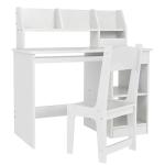 Conjunto de Secretária e Cadeira para Crianças com 2 Gavetas e Compartimento para Dormitório Sala de Estudo Branco