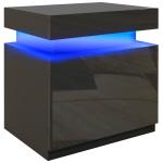 Mesa de Cabeceira com Luz LED Painel de Alto Brilho 2 Gavetas e Controlo Remoto para Dormitório 45x35x52 cm Preto