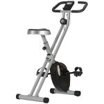 Bicicleta Estática Dobrável Silenciosa com 8 Níveis de Resistência, Monitor LCD, Assento Ajustável e Rodas, Cinzento