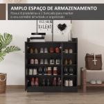 Sapateira com 2 Portas Prateleiras Interiores e 4 Prateleiras Exteriores com Altura Ajustável 83x30x90 cm Preto