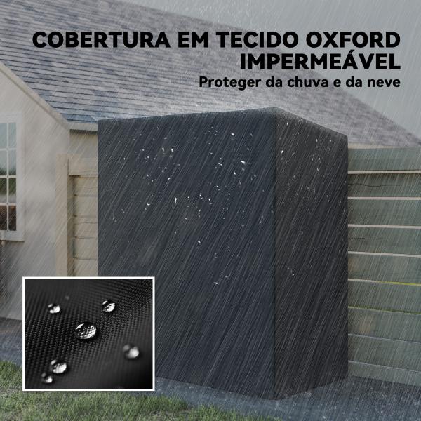 Suporte Metálico para Lenha 140x70x154 cm com Capa Impermeável 600D Oxford Estrutura de Aço Preto