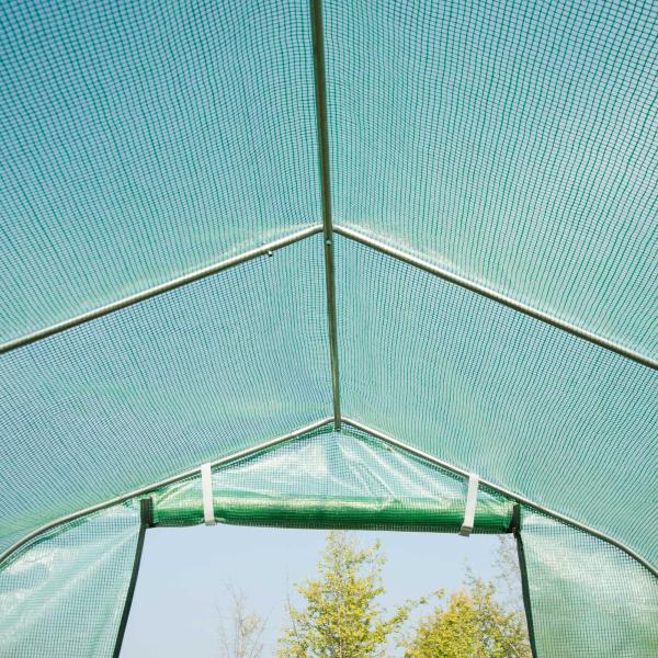 Estufa tipo Túnel 4x2x2 m Estufa de Exterior com 8 Janelas de Malha e Porta Estufa de Cultivos para Pátio Jardim Verde