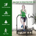Trampolim Fitness Ø102 Trampolim Dobrável com Pega Ajustável em 4 Níveis Estrutura de Aço Verde