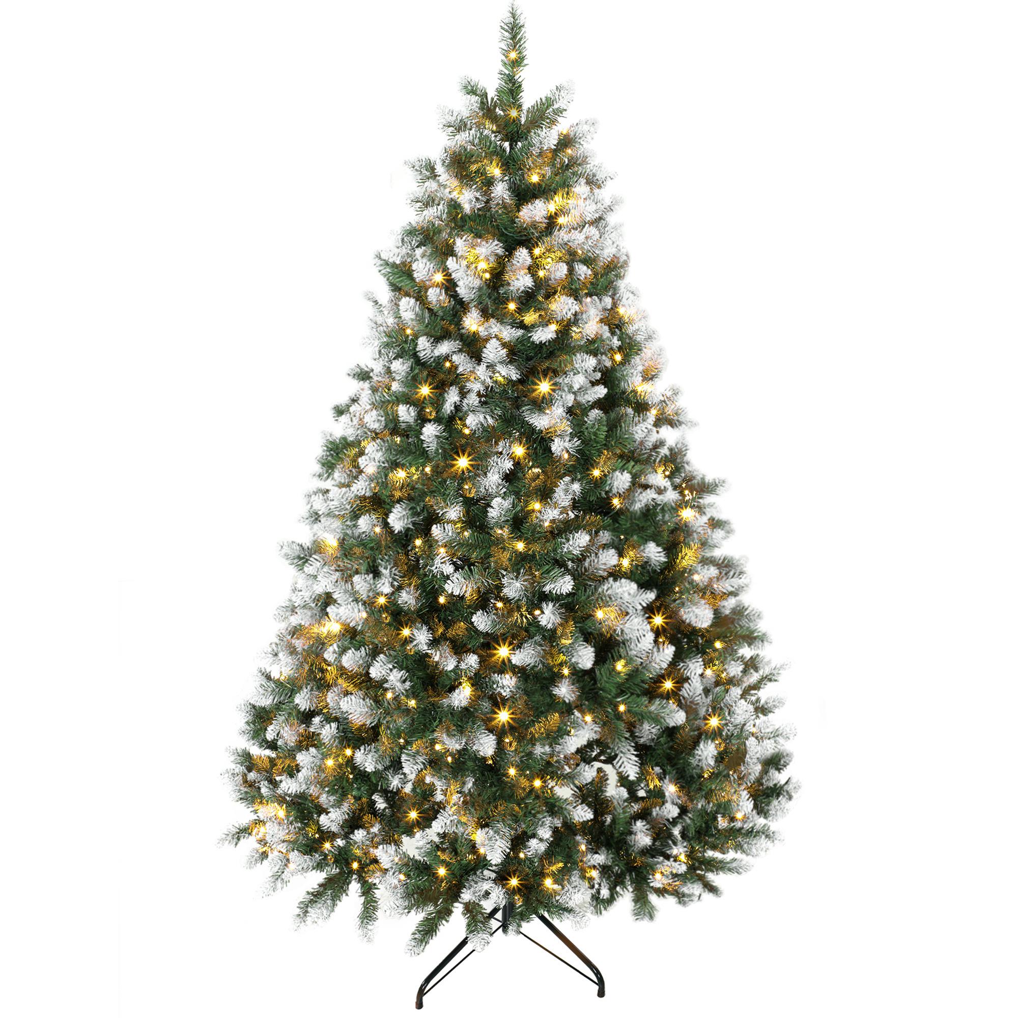 Árvore de Natal 180 cm com 350 Luzes LED, 11 Modos, Comando à Distância, 1020 Pontas, Base Metálica Dobrável, Verde