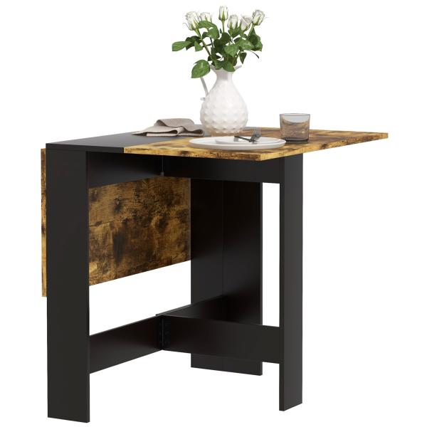 Mesa Dobrável de Jantar Mesa de Cozinha com Abas Rebatíveis para Espaços Pequenos 103x76x73,5 cm Preto e Castanho Rústico