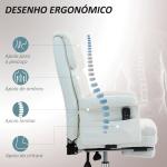 Cadeira de Escritório com Massagem em 6 Pontos Apoio para os Pés Retrátil Controlo Remoto e Suporte Lombar 69x65x115 cm Branco