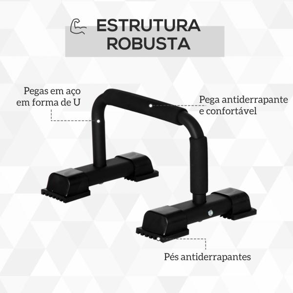 Barras Paralelas em Aço com Base Antiderrapante e Pegas Acolchoadas para Treino de Fitness 36x25x20 cm Preto