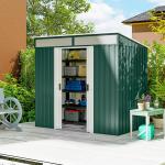 Abrigo de Jardim 2 m² 195x122x181,5 cm Abrigo de Armazenamento Metálico com Porta de Correr e 2 Janelas Verde