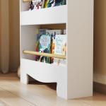 Estante Infantil de 3 Níveis Estante para Livros Infantil Desenho de Ursinho 55x15x110 cm Branco e Madeira