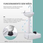 Lavatório Portátil para Campismo com Depósito de Água de 17L Dispensador de Sabão e 2 Rodas 51x33,5x103 cm Cinza Claro