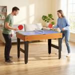 Mesa multijogos 4 em 1 com matraquilhos, bilhar, hóquei de mesa e ping - pong para crianças e adultos 107x61x84,5 cm natural
