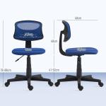 Cadeira de Escritório sem Apoio para os Braços com Encosto de Malha Respirável Altura Ajustável 43x48x78 - 88 cm Azul