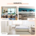 Mesa Dobrável de Arrumação 4 Prateleiras para Sala de Jantar Sala de Estar Mesa Auxiliar de Madeira 169x62x75 cm Carvalho e Branco