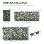 Vedação com Treliça Expansível de 2 Peças com Folhas Artificiais Parede de Folhas com Vime Decorativa Vedação de Privacidade 295x70 cm Verde