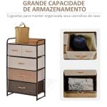 Cómoda de Tecido com 5 Cestos Removíveis e Dobráveis Base Elevada Móvel de Armazenamento para Dormitório Sala de Estar 58x29x99cm Multicor