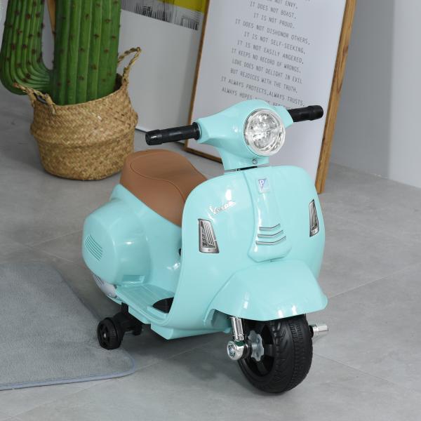 Moto Elétrica Infantil Licenciada com Faróis Buzina com 4 Rodas Brinquedo Criança acima de 18 Meses Verde 66,5x38x52 cm