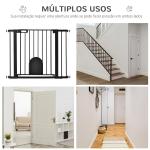 Barreira de Segurança de Cães Animais de Estimação para Escadas e Portas 75 - 103cm com 2 Extensões Fechamento Automático e Sistema de Duplo Bloqueio Aço Preto