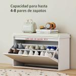 Banco Sapateira Móvel Sapateira Estreito com Assento Estofado Caixa Rebatível e Painel de Ripas 80x26x47,5 cm Branco