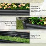 Caixa de Plantio de Aço Galvanizado para Cultivar Plantas Flores Floreira Grande de Exterior Retangular com Fundo Aberto 180x90x30 cm Cinzento Escuro