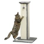 Poste Arranhador para Gatos Altura 81 cm Arranhador para Gatos com Poste de Sisal e Bola Suspensa 41x41x81 cm Cinza e Creme