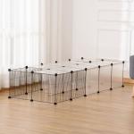 Recinto para Animais Pequenos com 27 Painéis e Forma Personalizável 140x70x70 cm Transparente e Preto