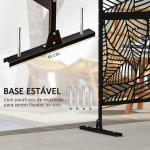 Biombo de 3 Painéis 122x198 cm Biombo Separador de Ambientes com Suporte Design de Folhas Grandes Preto