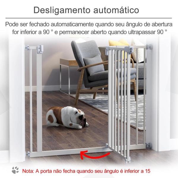 Barreira de Segurança para Animais de Estimação Cães com Extensão de 17,5 cm Sistema de Fechamento Automático 74 - 97,5x76,2 cm Branco