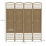 Biombo de 4 Painéis Dobrável Separador de Ambientes de Corda de Papel e Estrutura de Madeira 60x170 cm Natural